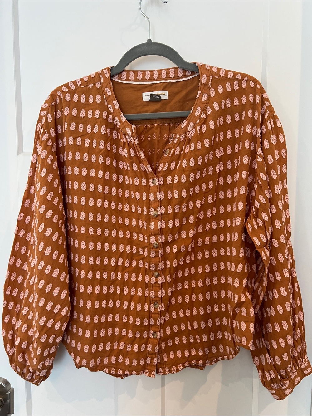 Pilcro by Anthropologie Rust Brown Button-Front Blouse